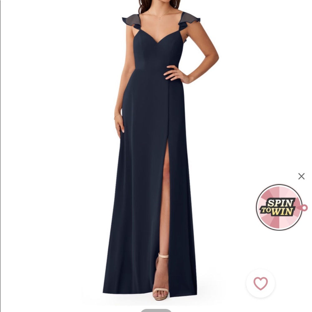 Azazie Dark Navy Long bridesmaid dress
